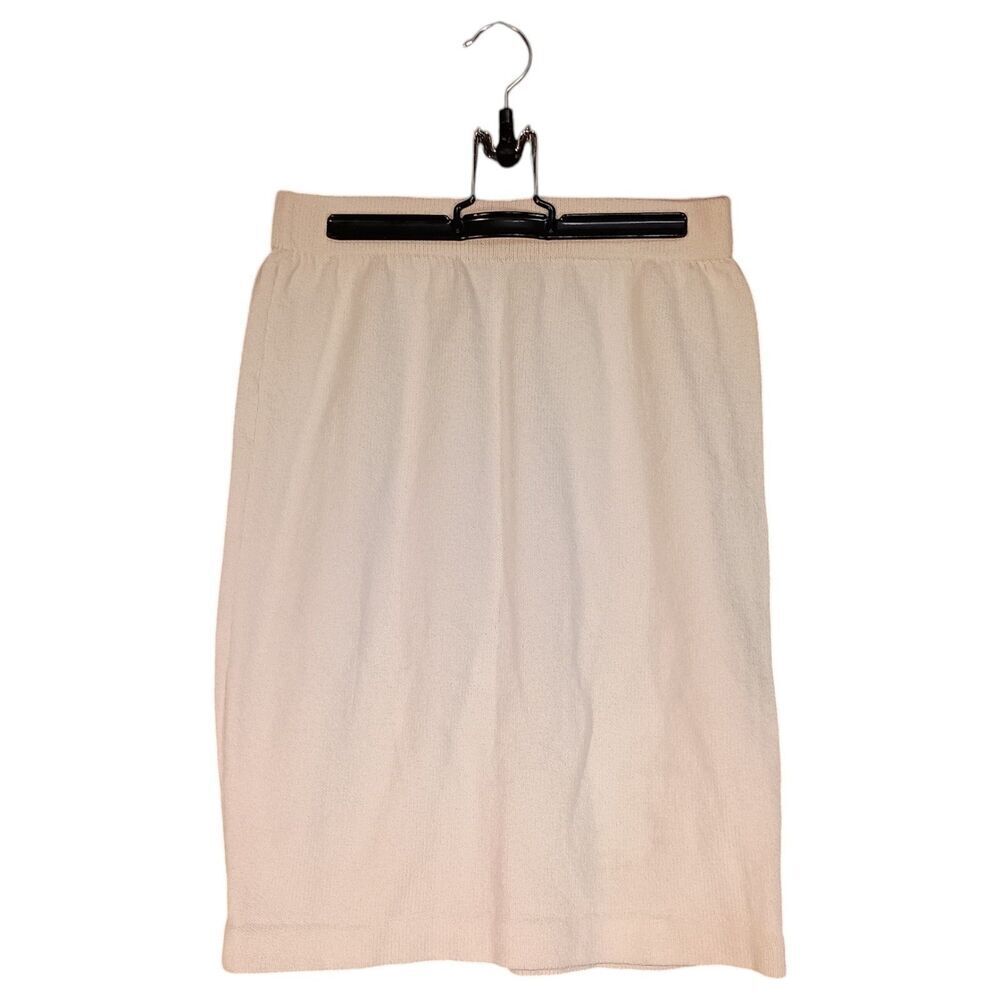 St. Johm Skirt Women 2 Ivory Santana Knit Straight Wool Pencil Elastic Waist 26"